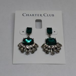 Charter Club Emerald & Clear Crystal Drop Earrings